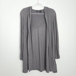 Grey Linen Open Front Cardigan Size Large
